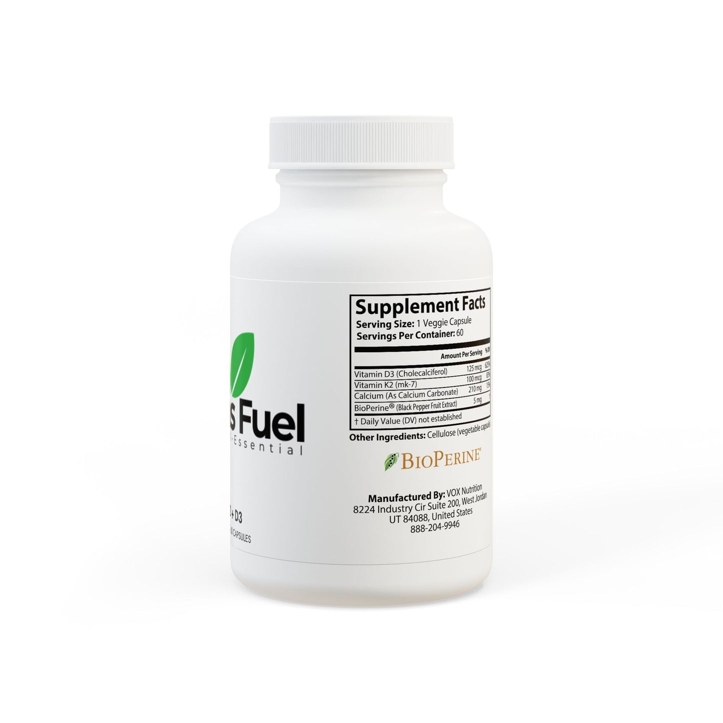 Vitamin K2 + D3 Supplement (60 Capsules)